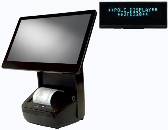 Integrated POINT OF SALE SYSTEM Terminal with inbuilt printer 80mm and customer display - Windows IoT Ent. LTSB - w/ 80mm Printer MSR - Black point of sale system
